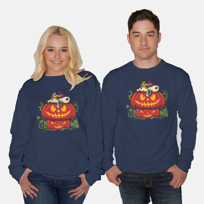 Beagle's Pumpkin House-Unisex-Crew Neck-Sweatshirt-erion_designs