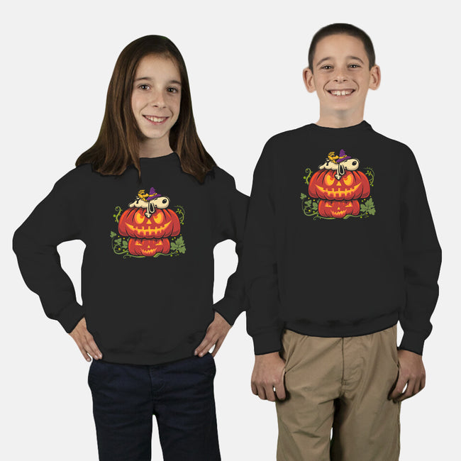 Beagle's Pumpkin House-Youth-Crew Neck-Sweatshirt-erion_designs