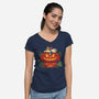 Beagle's Pumpkin House-Womens-V-Neck-Tee-erion_designs