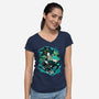 Speedin And Spinnin-Womens-V-Neck-Tee-sonicdude242