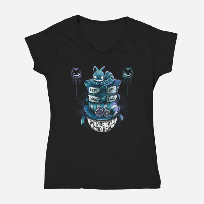 Cheshire Hatter-Womens-V-Neck-Tee-Vallina84