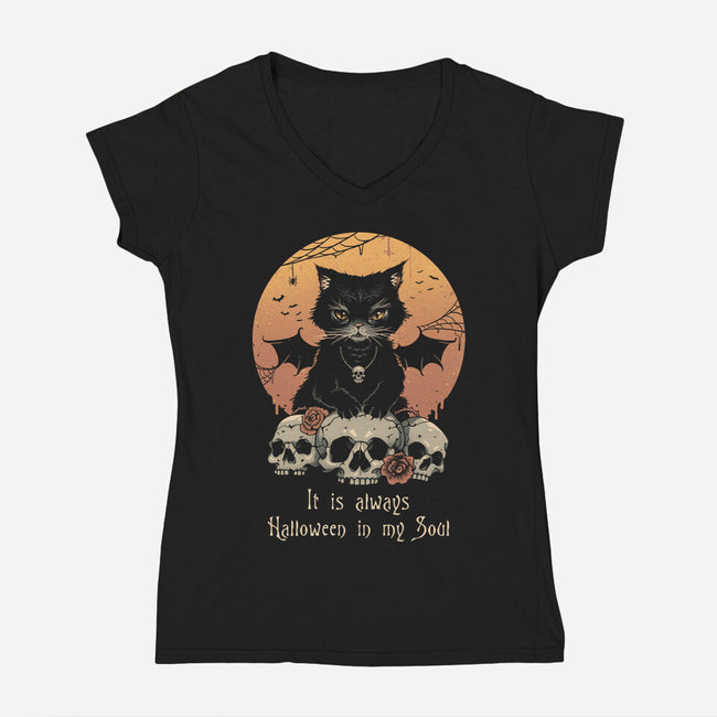 Halloween In My Soul-Womens-V-Neck-Tee-vp021