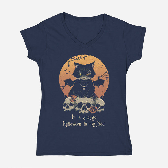 Halloween In My Soul-Womens-V-Neck-Tee-vp021