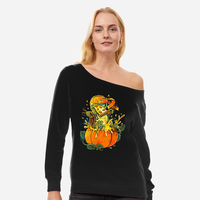 Halloween Orange Turtle-Womens-Off Shoulder-Sweatshirt-Vallina84