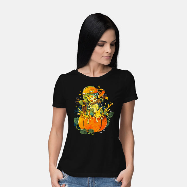 Halloween Orange Turtle-Womens-Basic-Tee-Vallina84