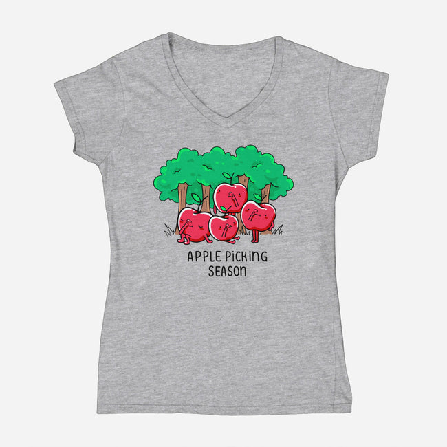 Apple Picking-Womens-V-Neck-Tee-Made With Awesome