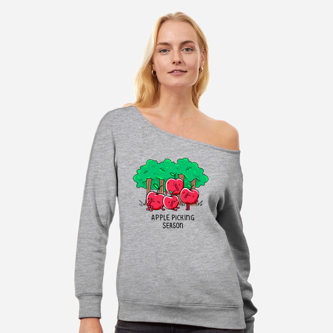 Apple Picking-Womens-Off Shoulder-Sweatshirt-Made With Awesome