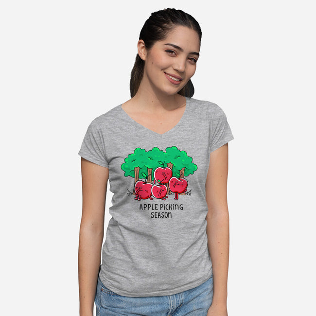 Apple Picking-Womens-V-Neck-Tee-Made With Awesome