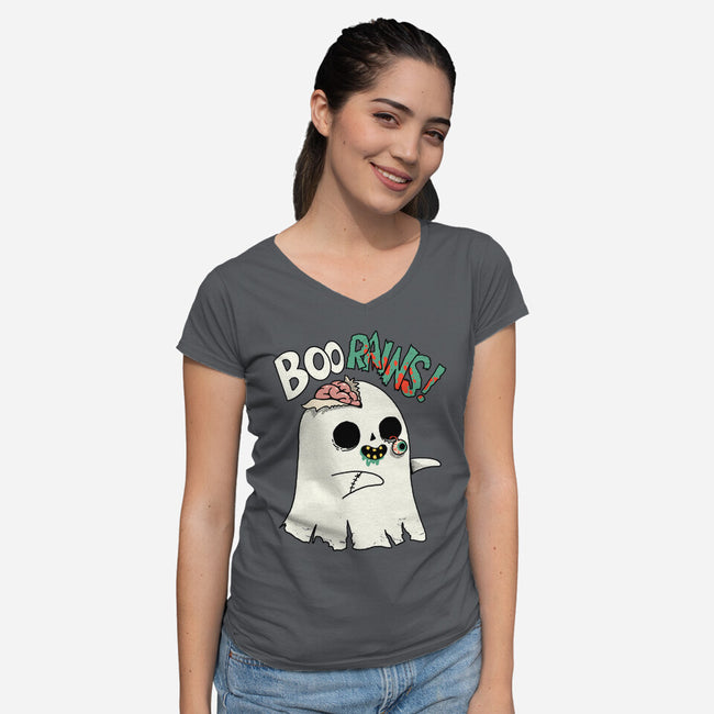 Boo-rains-Womens-V-Neck-Tee-Made With Awesome