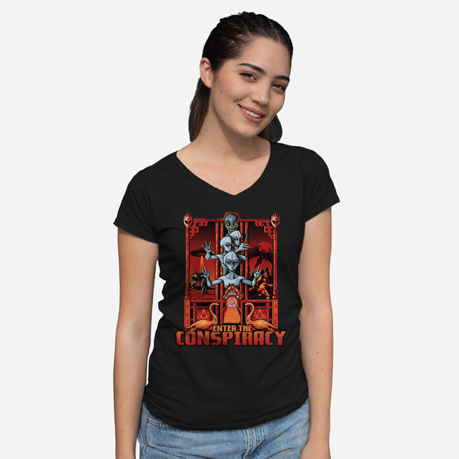 Enter The Conspiracy-Womens-V-Neck-Tee-daobiwan