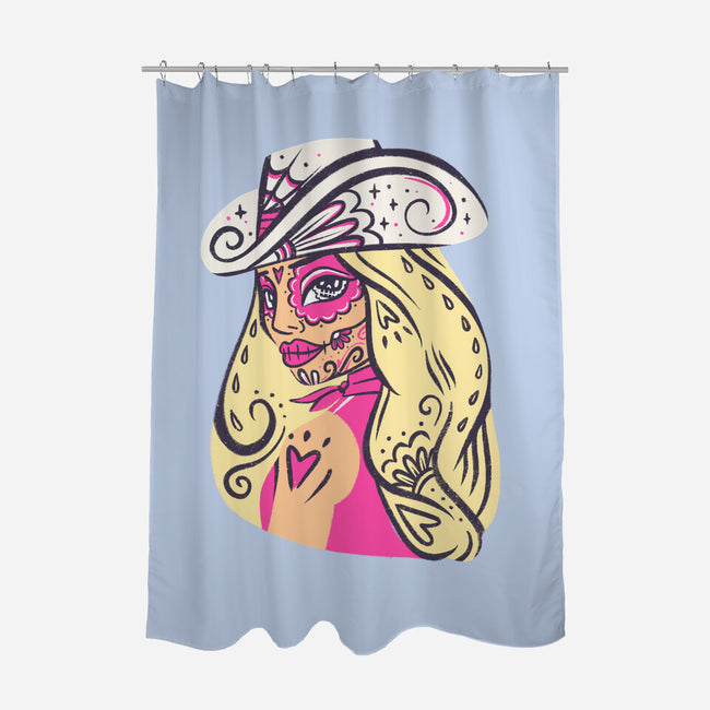 Calavera Barbie-None-Polyester-Shower Curtain-Aarons Art Room