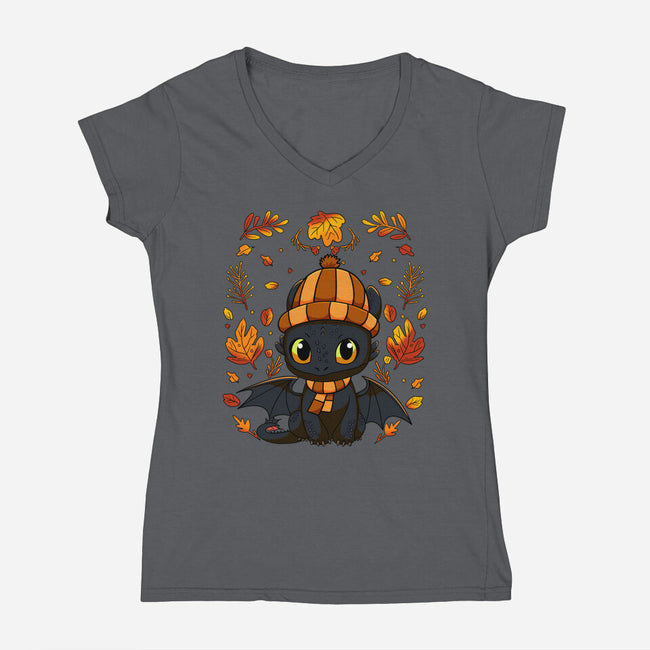 Fall Night Fury-Womens-V-Neck-Tee-JamesQJO