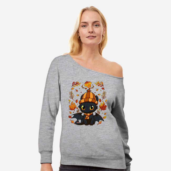 Fall Night Fury-Womens-Off Shoulder-Sweatshirt-JamesQJO