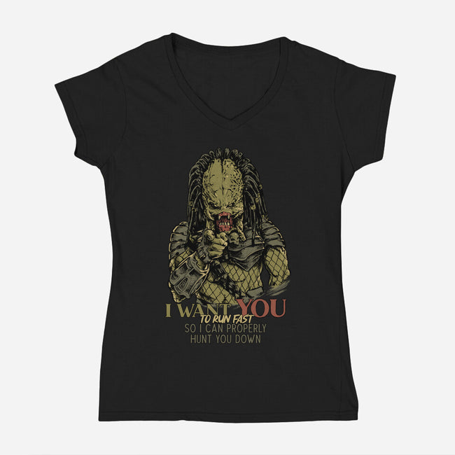 I Want You To Run Fast-Womens-V-Neck-Tee-Hafaell