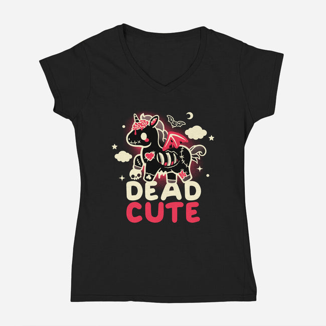 Dead Cute Unicorn-Womens-V-Neck-Tee-NemiMakeit