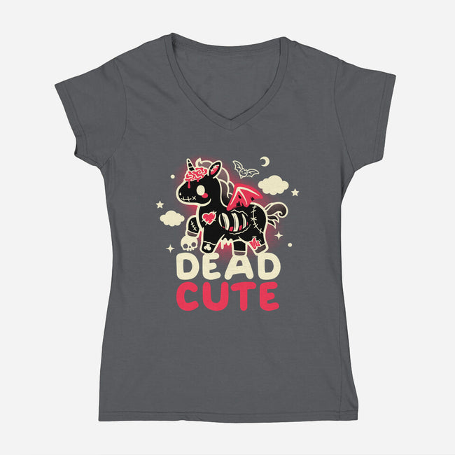 Dead Cute Unicorn-Womens-V-Neck-Tee-NemiMakeit