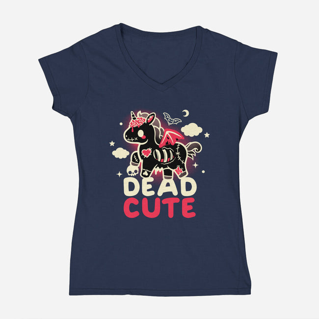 Dead Cute Unicorn-Womens-V-Neck-Tee-NemiMakeit