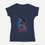 Alien Watercolor-Womens-V-Neck-Tee-zascanauta