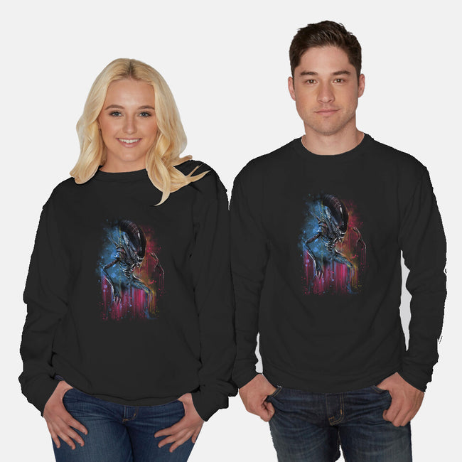 Alien Watercolor-Unisex-Crew Neck-Sweatshirt-zascanauta