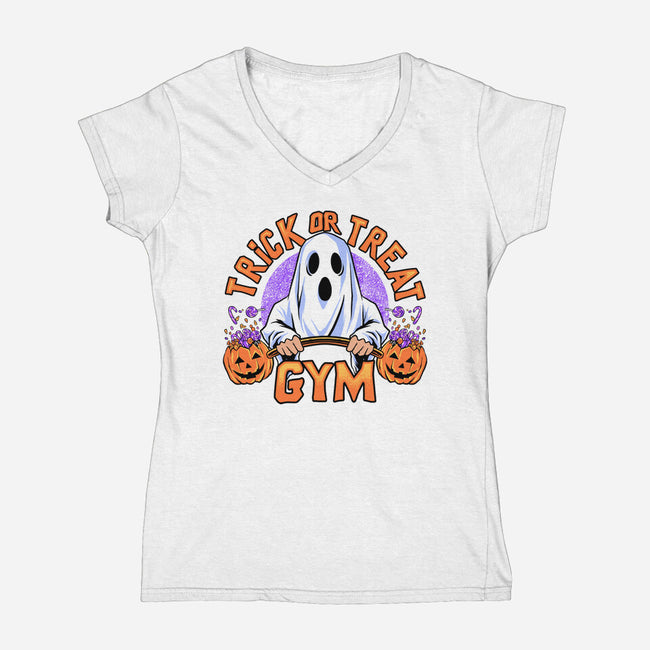 Boo Gym-Womens-V-Neck-Tee-spoilerinc