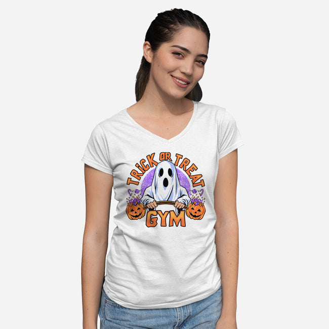 Boo Gym-Womens-V-Neck-Tee-spoilerinc