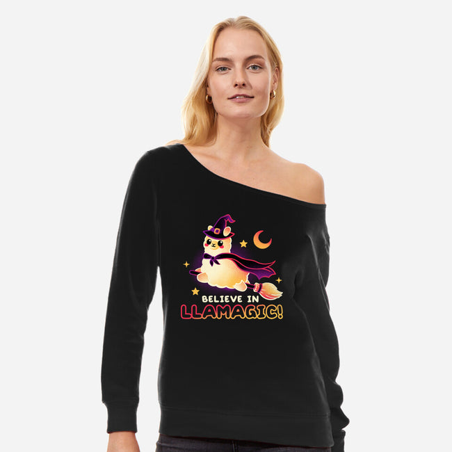 Believe In llamagic-Womens-Off Shoulder-Sweatshirt-NemiMakeit