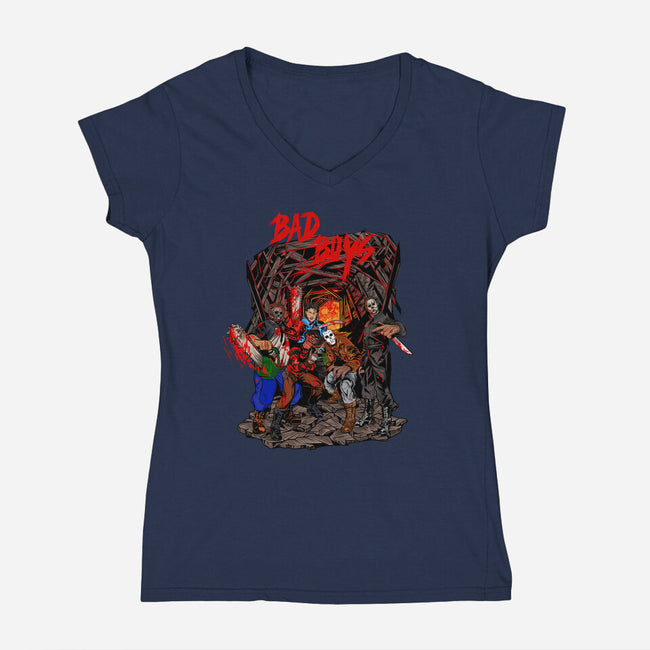 Bad Boys-Womens-V-Neck-Tee-Superblitz