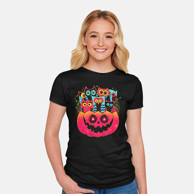 A Bowl Full Of Owls-Womens-Fitted-Tee-GODZILLARGE