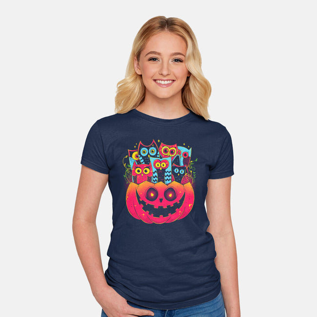 A Bowl Full Of Owls-Womens-Fitted-Tee-GODZILLARGE