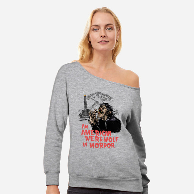An American Werewolf In Mordor-Womens-Off Shoulder-Sweatshirt-zascanauta