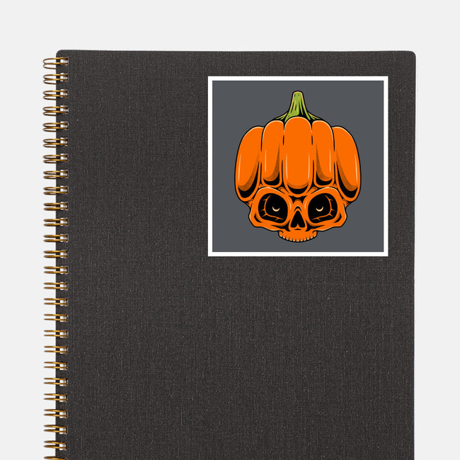 The Pumpkin Skull-None-Glossy-Sticker-Alundrart