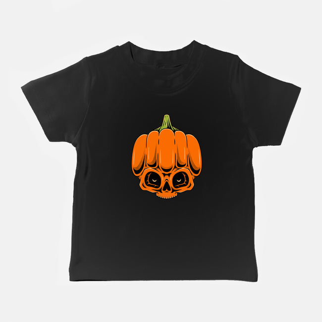 The Pumpkin Skull-Baby-Basic-Tee-Alundrart