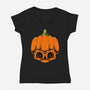 The Pumpkin Skull-Womens-V-Neck-Tee-Alundrart