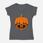 The Pumpkin Skull-Womens-V-Neck-Tee-Alundrart