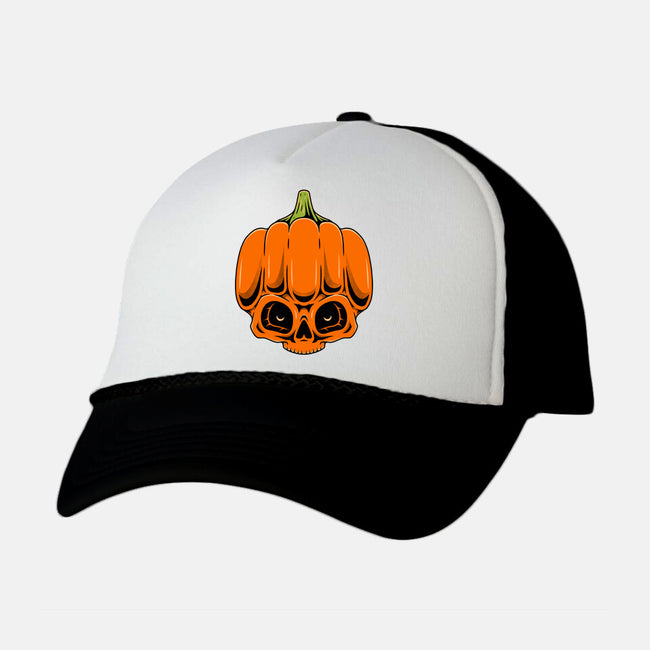 The Pumpkin Skull-Unisex-Trucker-Hat-Alundrart
