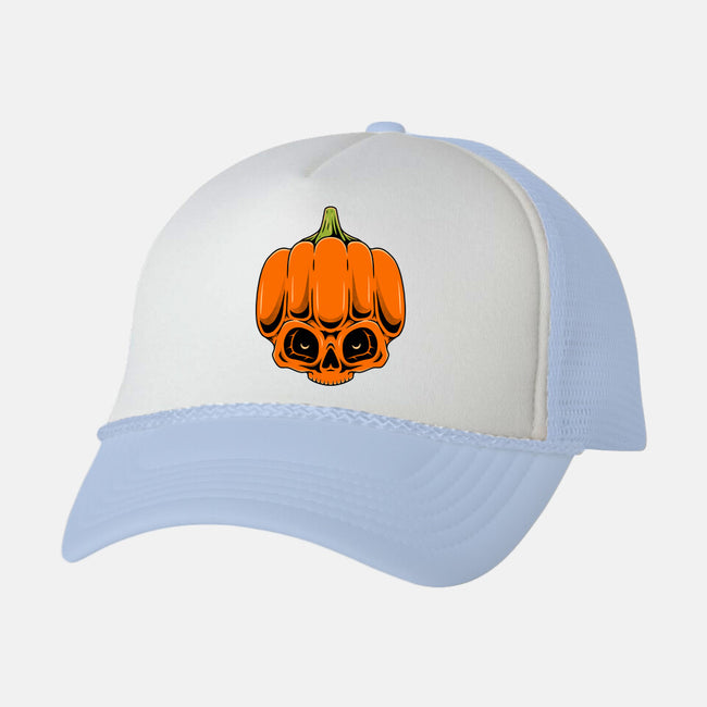 The Pumpkin Skull-Unisex-Trucker-Hat-Alundrart