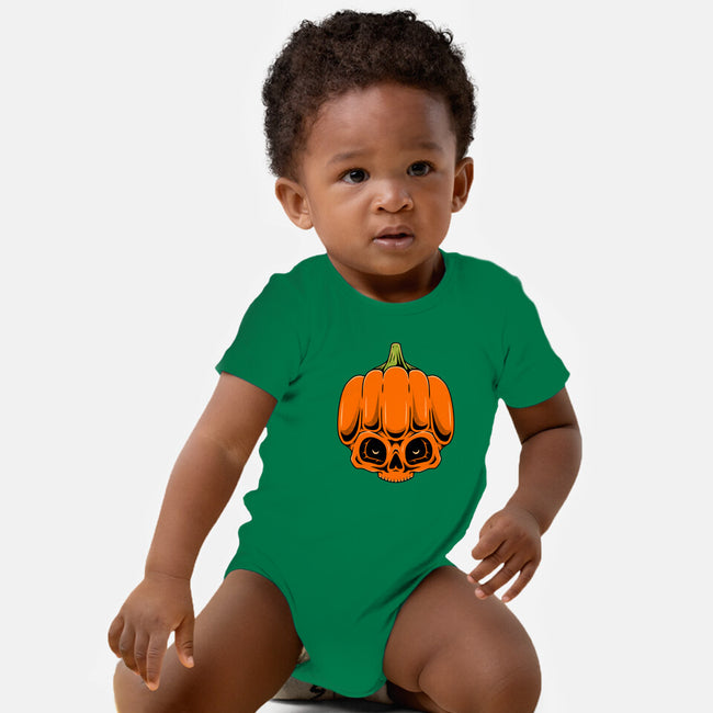 The Pumpkin Skull-Baby-Basic-Onesie-Alundrart