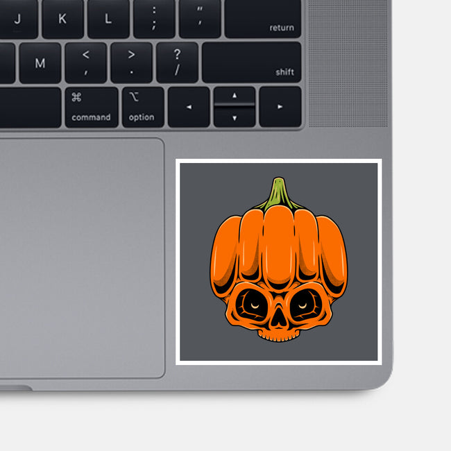 The Pumpkin Skull-None-Glossy-Sticker-Alundrart