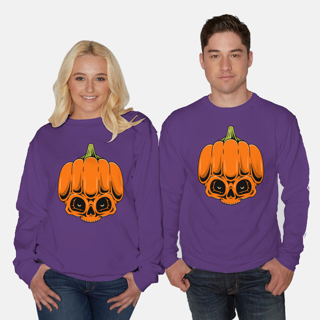 The Pumpkin Skull-Unisex-Crew Neck-Sweatshirt-Alundrart