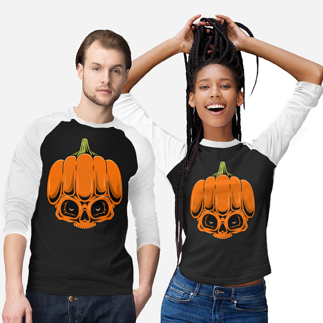 The Pumpkin Skull-Unisex-Baseball-Tee-Alundrart