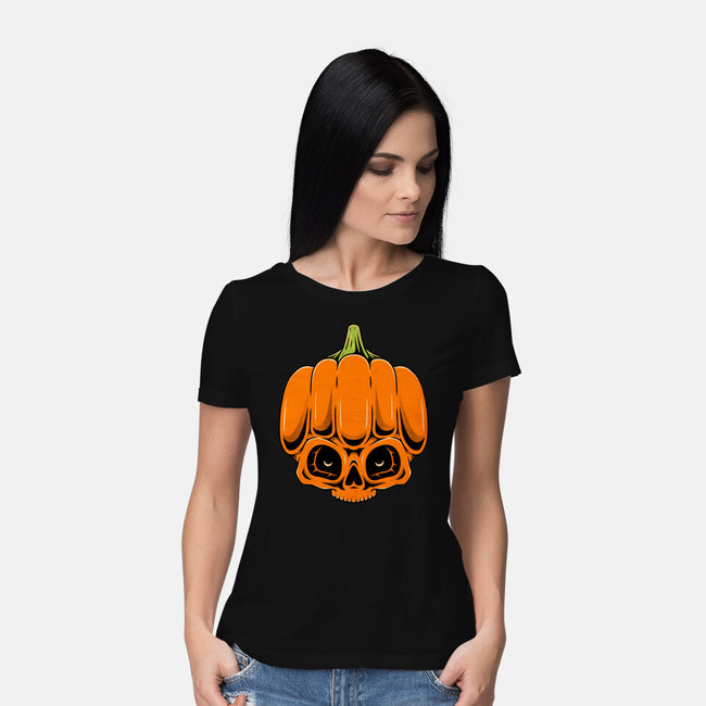 The Pumpkin Skull-Womens-Basic-Tee-Alundrart