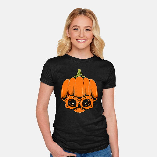 The Pumpkin Skull-Womens-Fitted-Tee-Alundrart