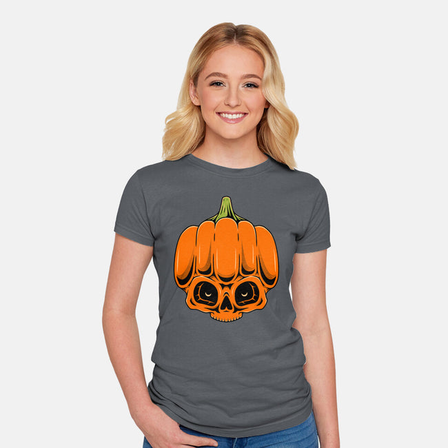 The Pumpkin Skull-Womens-Fitted-Tee-Alundrart