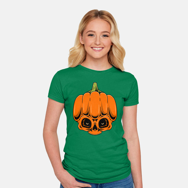 The Pumpkin Skull-Womens-Fitted-Tee-Alundrart