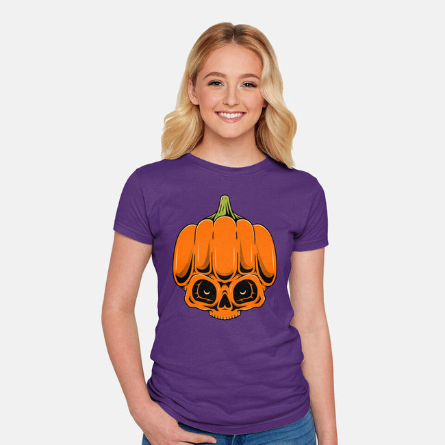 The Pumpkin Skull-Womens-Fitted-Tee-Alundrart