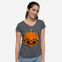 The Pumpkin Skull-Womens-V-Neck-Tee-Alundrart