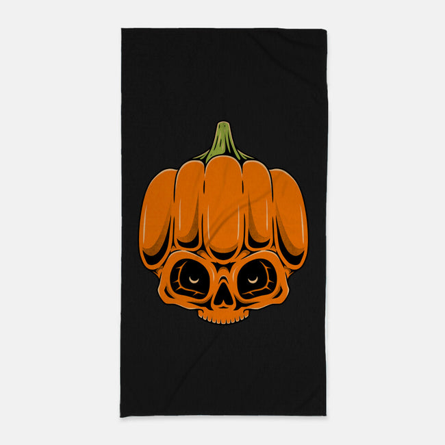 The Pumpkin Skull-None-Beach-Towel-Alundrart