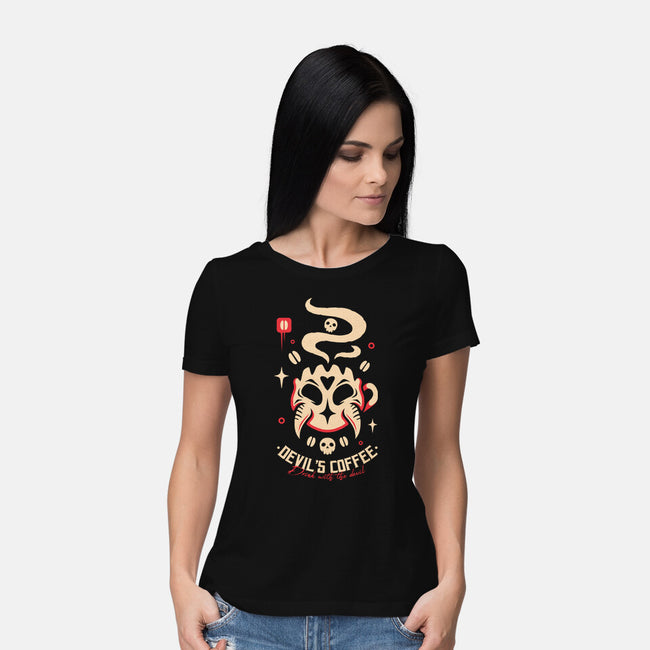 Devil's Coffee-Womens-Basic-Tee-Alundrart