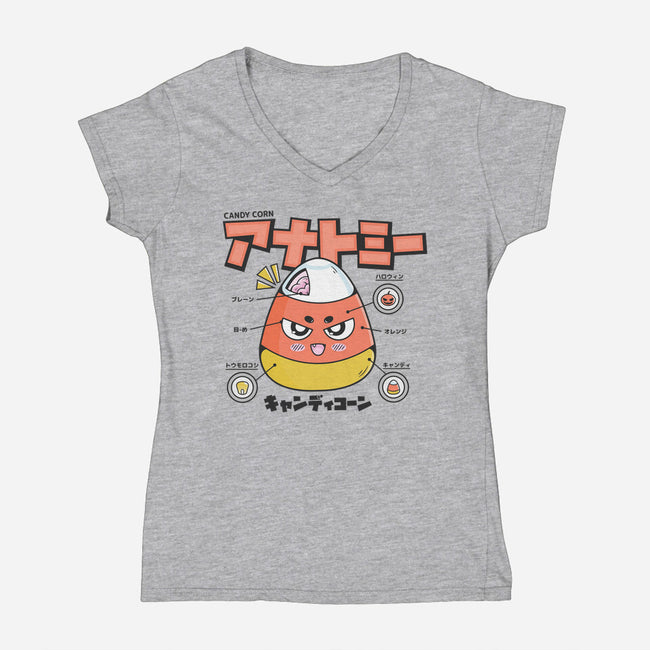 Anatomy Of A Candy Corn-Womens-V-Neck-Tee-Bear Noise