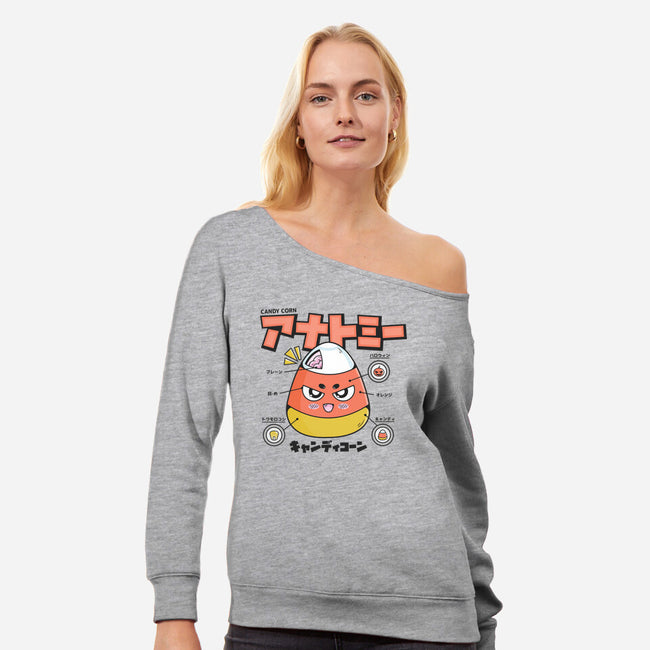 Anatomy Of A Candy Corn-Womens-Off Shoulder-Sweatshirt-Bear Noise